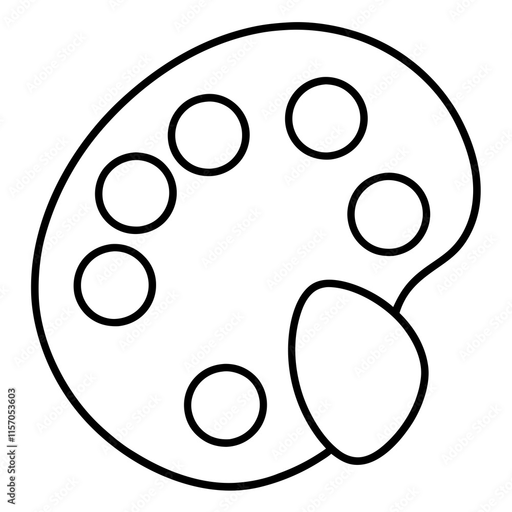 Fototapeta premium Art Palette Line Art Vector Illustration