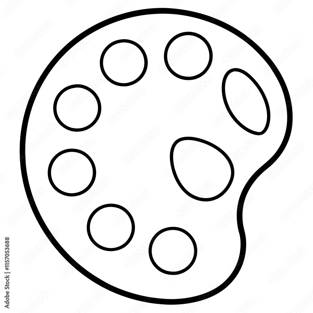 Art Palette Line Art Vector Illustration Art Palette Line Art Vector Illustration