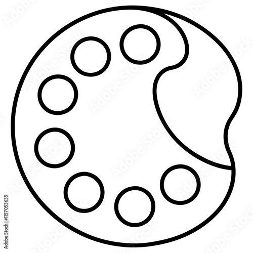 Art Palette Line Art Vector Illustration