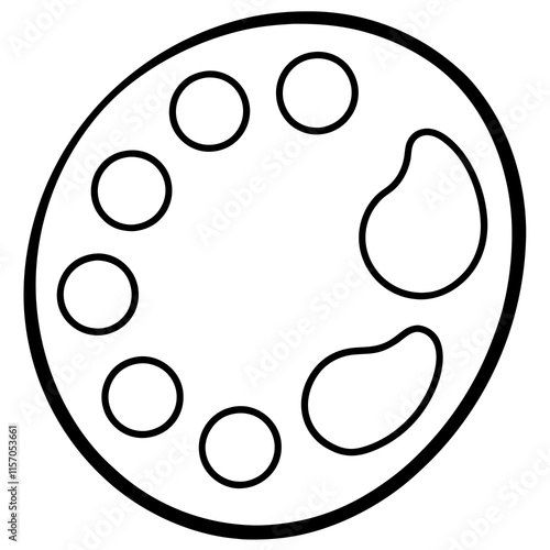 Art Palette Line Art Vector Illustration