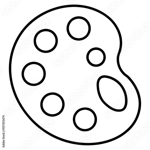 Art Palette Line Art Vector Illustration