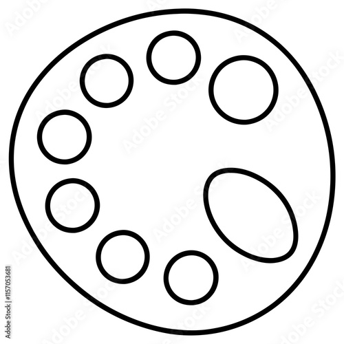 Art Palette Line Art Vector Illustration