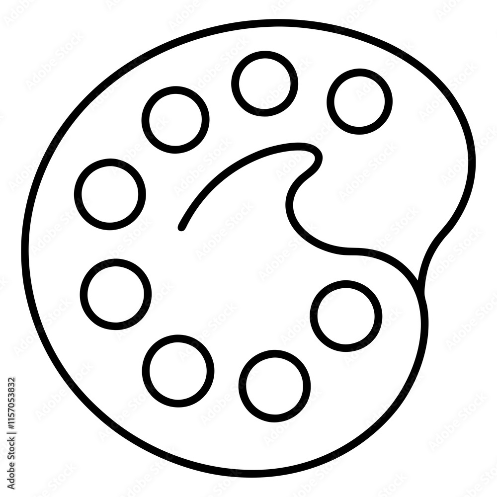 Art Palette Line Art Vector Illustration Art Palette Line Art Vector Illustration