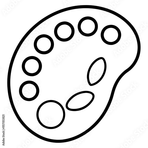 Art Palette Line Art Vector Illustration