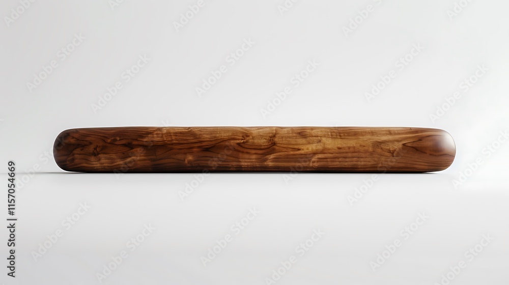 A wooden rolling pin on a pristine white background A wooden rolling pin on a pristine white background