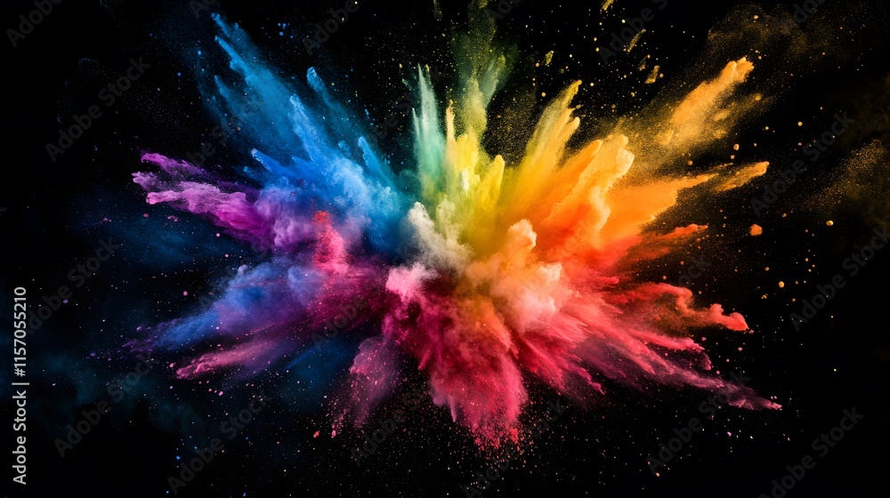 Dynamic color explosion abstract art digital creation black background vibrant energy concept Dynamic color explosion abstract art digital creation black background vibrant energy concept