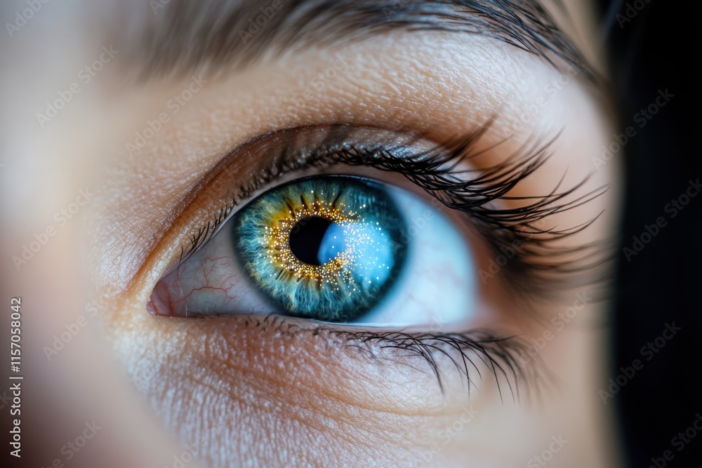 This close-up image of an eye beautifully captures vibrant colors and intricate details, showcasing the unique combination of human beauty and emotion reflected in one's gaze. This close-up image of an eye beautifully captures vibrant colors and intricate details, showcasing the unique combination of human beauty and emotion reflected in one's gaze.