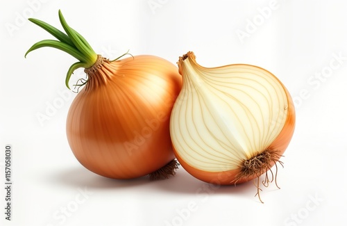 Wallpaper Mural Fresh ripe onion isolated on white background. Whole onion, sliced onion parts shown. Healthy food. Organic vegetable. Good for cooking. Natural produce. Great ingredient for recipes. Good for diet. Torontodigital.ca
