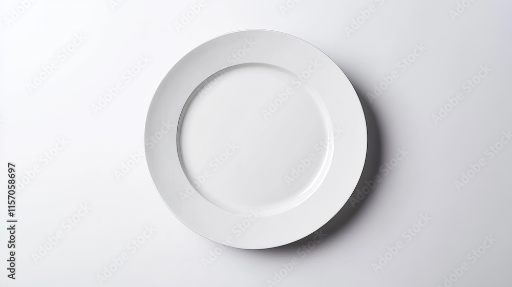 Empty plate shown isolated on a white background Empty plate shown isolated on a white background