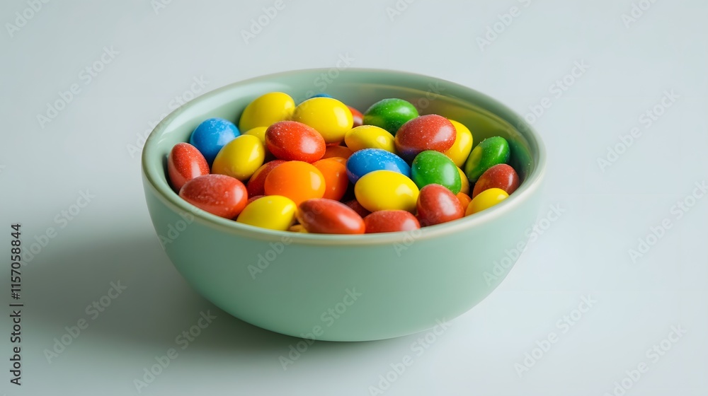 Colorful candy bowl kitchen table food photography bright indoor setting top-down view sweet treats Colorful candy bowl kitchen table food photography bright indoor setting top-down view sweet treats