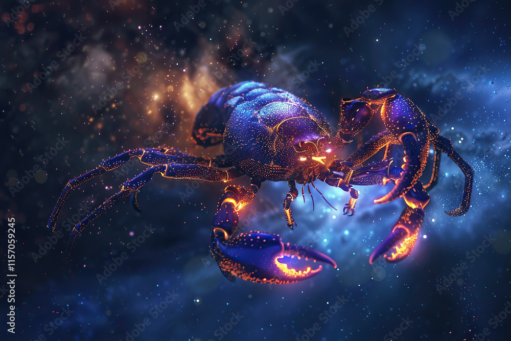 Astrological abstract composition with concept of Scorpio zodiac sign symbol, abstract vivid composition consists of fictional unreal fantastic vision on background Astrological abstract composition with concept of Scorpio zodiac sign symbol, abstract vivid composition consists of fictional unreal fantastic vision on background