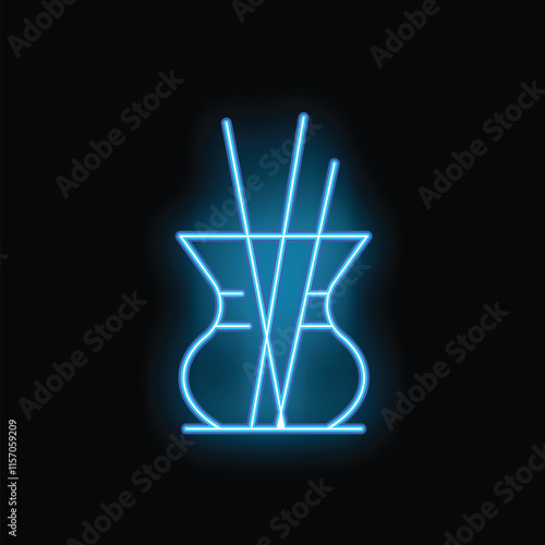 Neon sign depicting a reed diffuser, emitting a pleasant aroma, perfect for businesses or individuals looking to add a touch of elegance