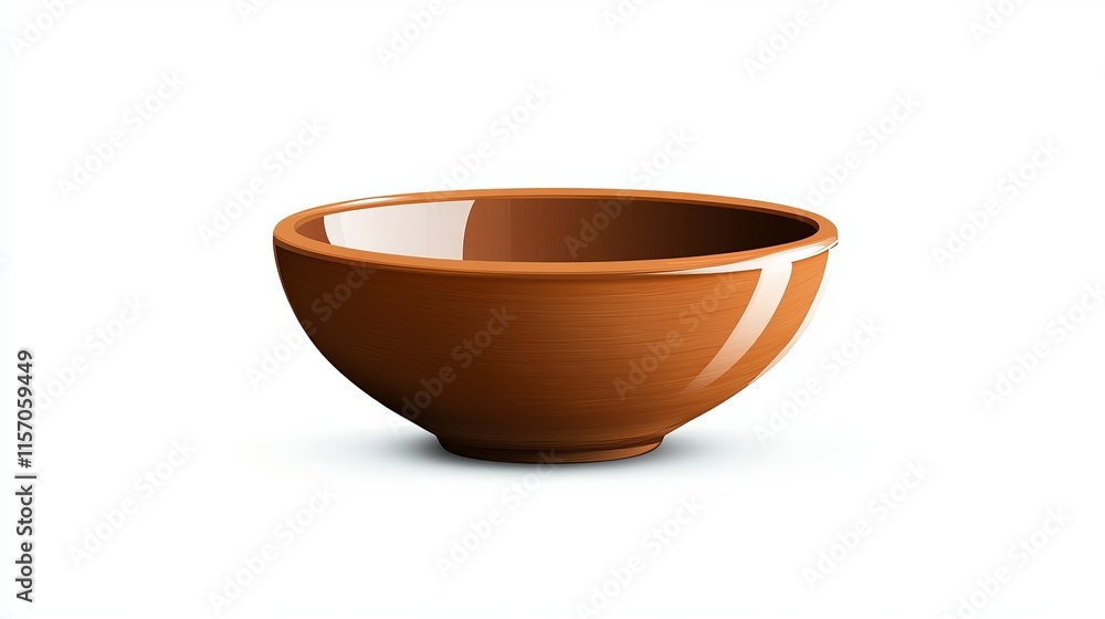 Handdrawn cartoonstyle icon of an empty clay bowl Features an antique brown ceramic soup plate in a front view Handdrawn cartoonstyle icon of an empty clay bowl Features an antique brown ceramic soup plate in a front view
