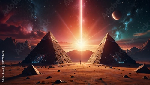 pyramids in the night