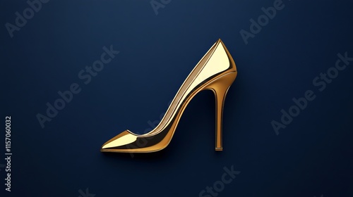 Icon of a gold line womens high heel shoe isolated on a dark blue background Vector illustration