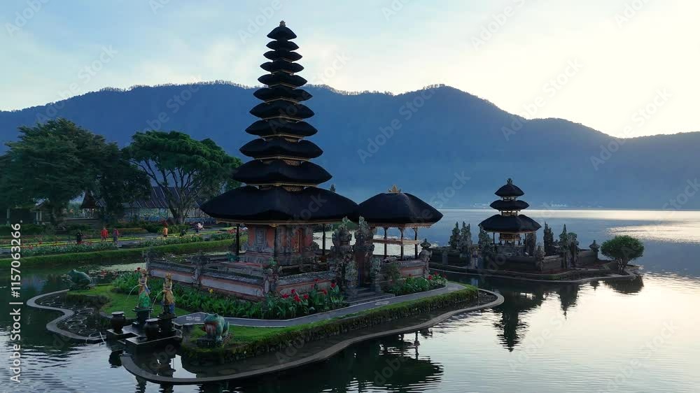 Ulun Danu Beratan temple at the edge of Lake Bratan, Bali, Indonesia Ulun Danu Beratan temple at the edge of Lake Bratan, Bali, Indonesia