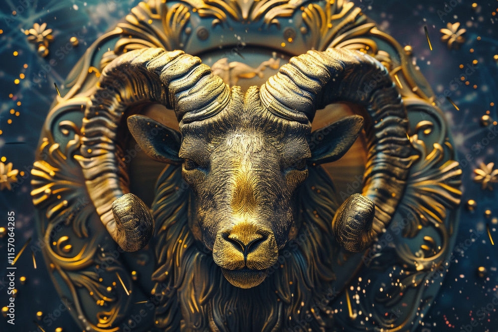 Astrological abstract composition with concept of Aries zodiac sign symbol, abstract vivid composition consists of fictional unreal fantastic vision on background Astrological abstract composition with concept of Aries zodiac sign symbol, abstract vivid composition consists of fictional unreal fantastic vision on background