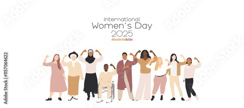 Women show their strength. International Women's Day 2025 concept. #AccelerateAction	