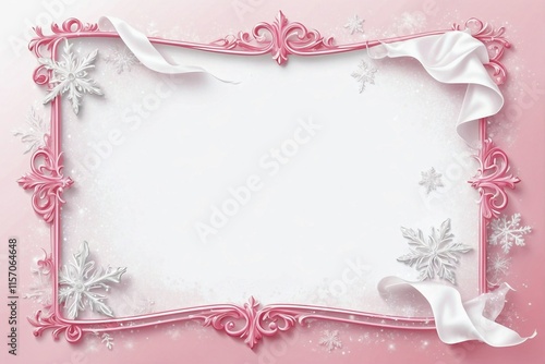 Wallpaper Mural Soft Pink Frame with Tiny Snowflakes, Sheet with Templates and Phantom List Torontodigital.ca
