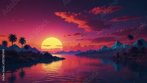 sunset over the river