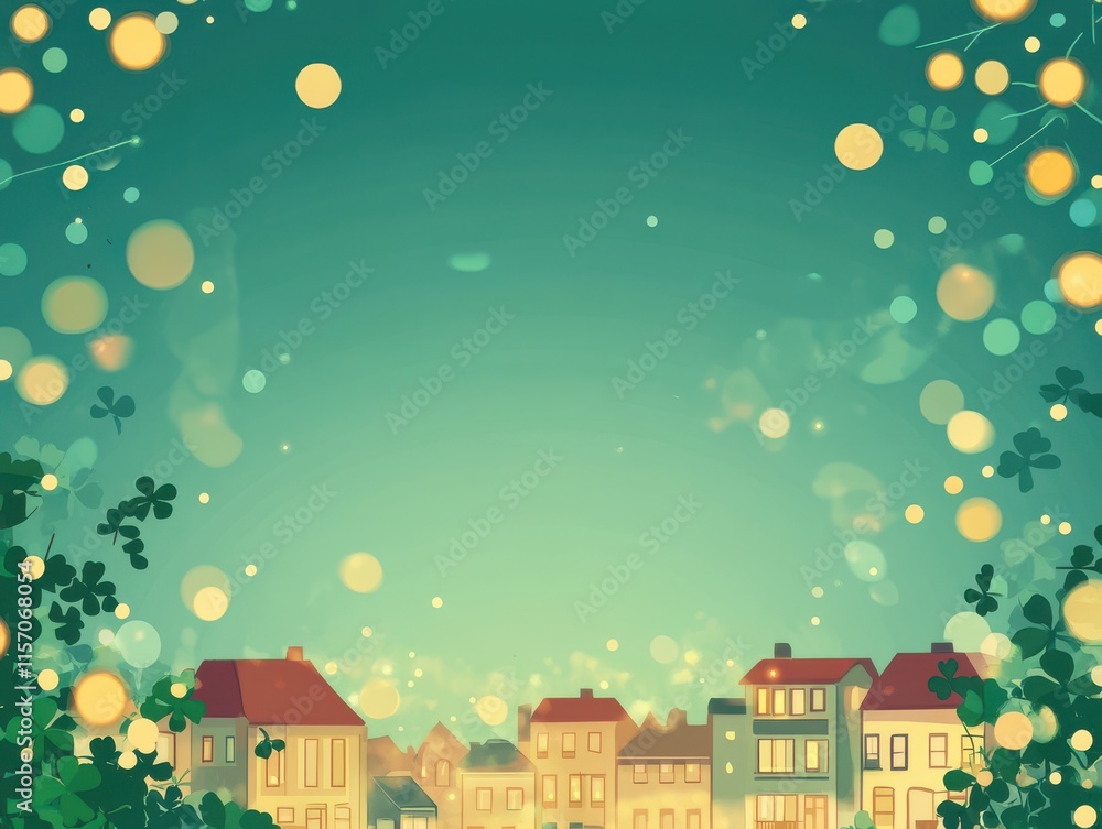 Serene Urban Landscape with Greenish Background and Soft Bokeh Lights, Ideal for Backgrounds, Illustrations, and Digital Art Projects in a Whimsical Style Serene Urban Landscape with Greenish Background and Soft Bokeh Lights, Ideal for Backgrounds, Illustrations, and Digital Art Projects in a Whimsical Style