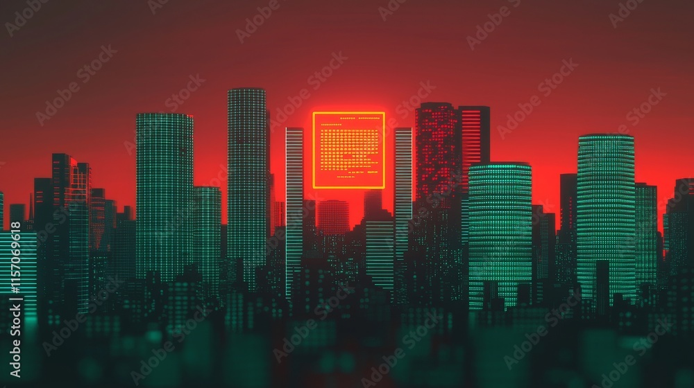 A futuristic city skyline with glowing buildings against a red sunset, creating an atmospheric and tech-inspired ambiance. A futuristic city skyline with glowing buildings against a red sunset, creating an atmospheric and tech-inspired ambiance.