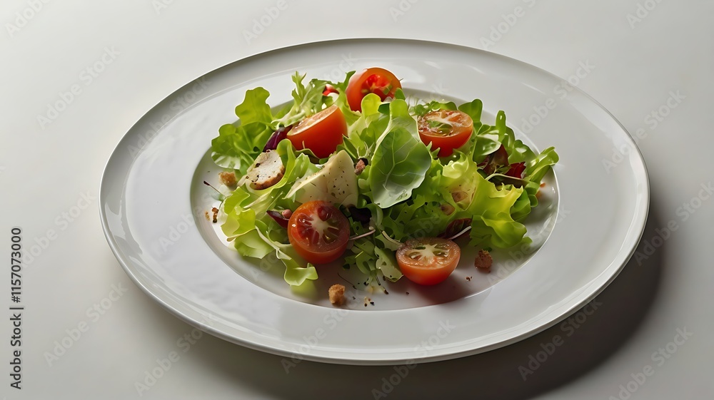 A crisp, fresh green salad with juicy tomatoes A crisp, fresh green salad with juicy tomatoes