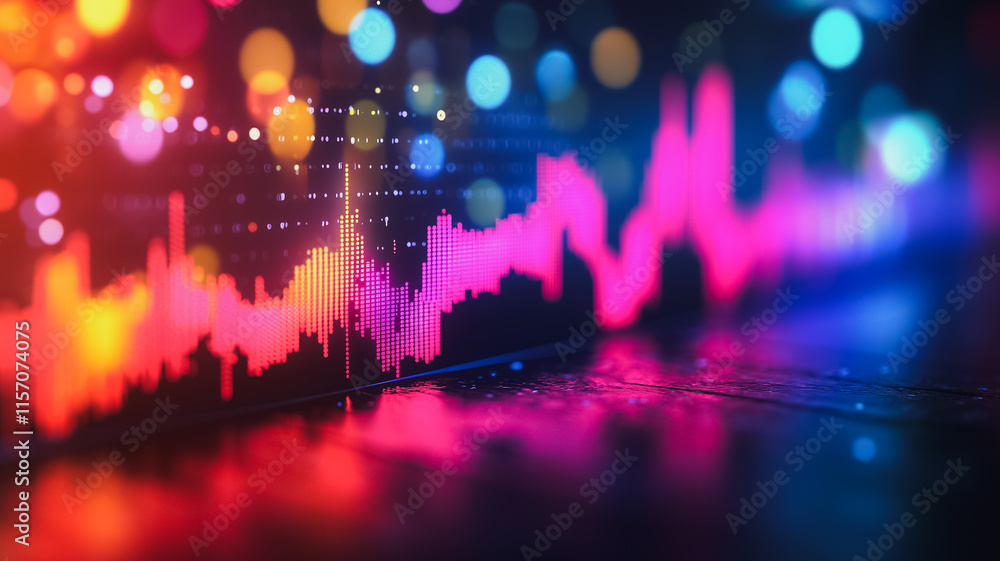 A colorful graph with a red line that is curved and has a lot of dots A colorful graph with a red line that is curved and has a lot of dots