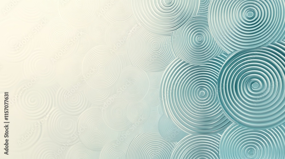 A calming gradient transitioning from aqua to soft gray, with overlapping circular line patterns that create a water ripple illusion in photorealistic detail A calming gradient transitioning from aqua to soft gray, with overlapping circular line patterns that create a water ripple illusion in photorealistic detail