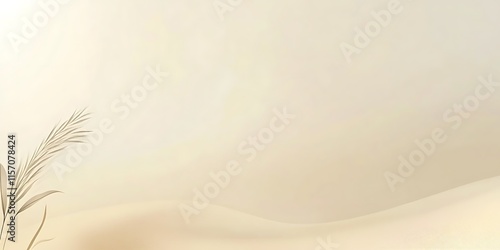 Minimalist beige background with single plant.