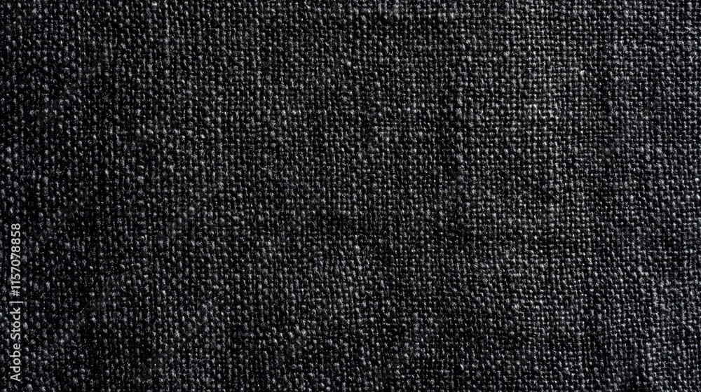 Black abstract background. Texture of natural cotton fabric. Black banner with copy space.