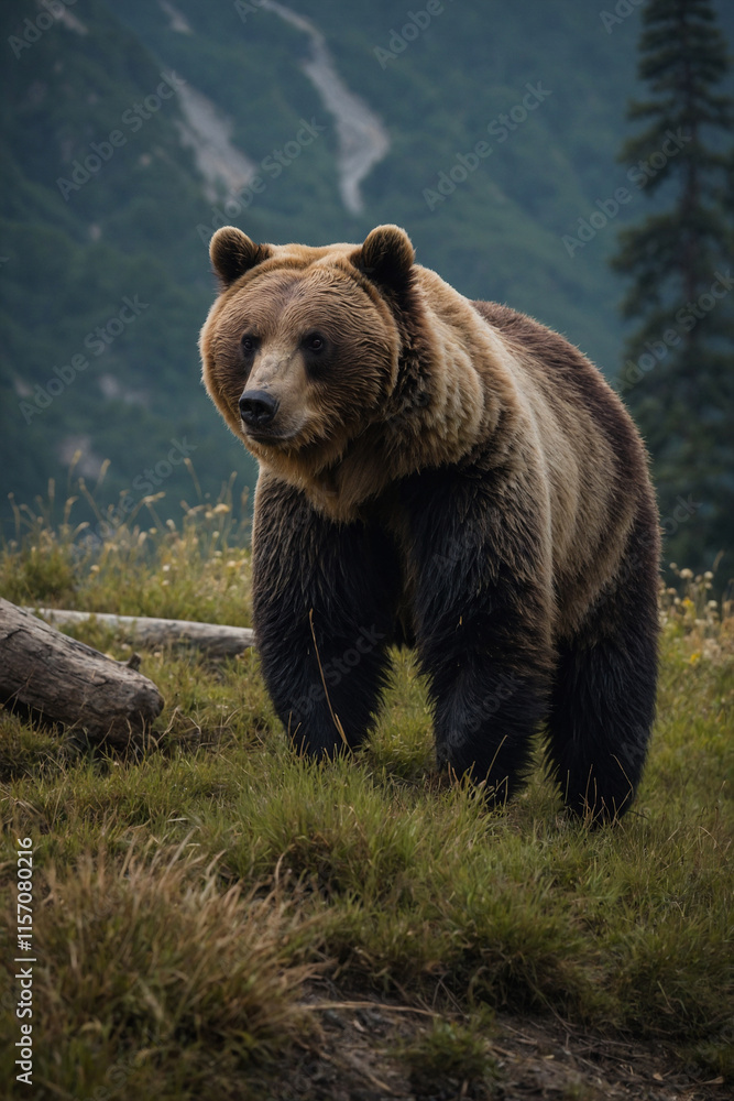 Obraz premium Expressive portrait bear. Animal. Close-up captures character and personality. Ideal for nature lovers, pets and wildlife