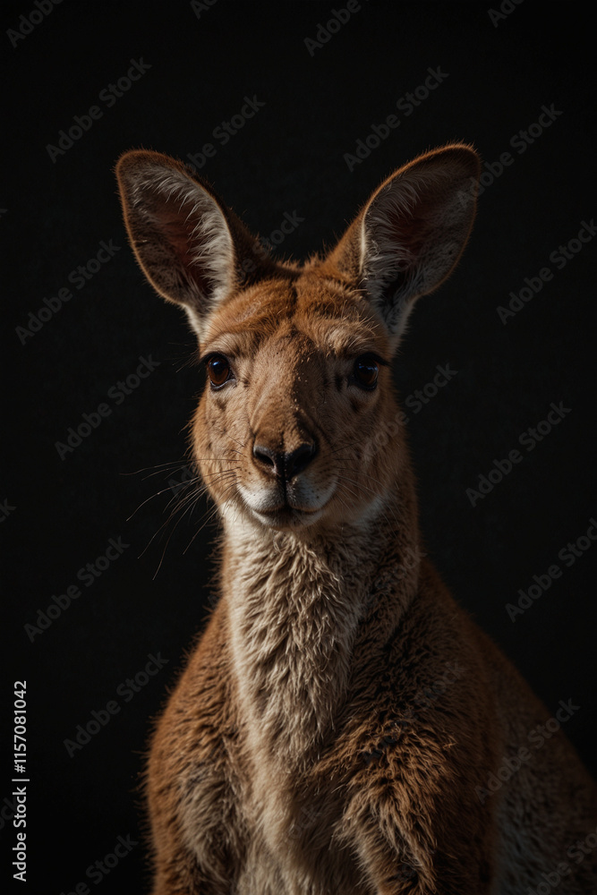 Fototapeta premium Expressive portrait kangaroo. Animal. Close-up captures character and personality. Ideal for nature lovers, pets and wildlife