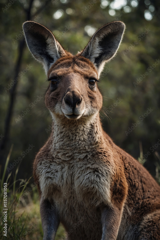 Expressive portrait kangaroo. Animal. Close-up captures character and personality. Ideal for nature lovers, pets and wildlife Expressive portrait kangaroo. Animal. Close-up captures character and personality. Ideal for nature lovers, pets and wildlife