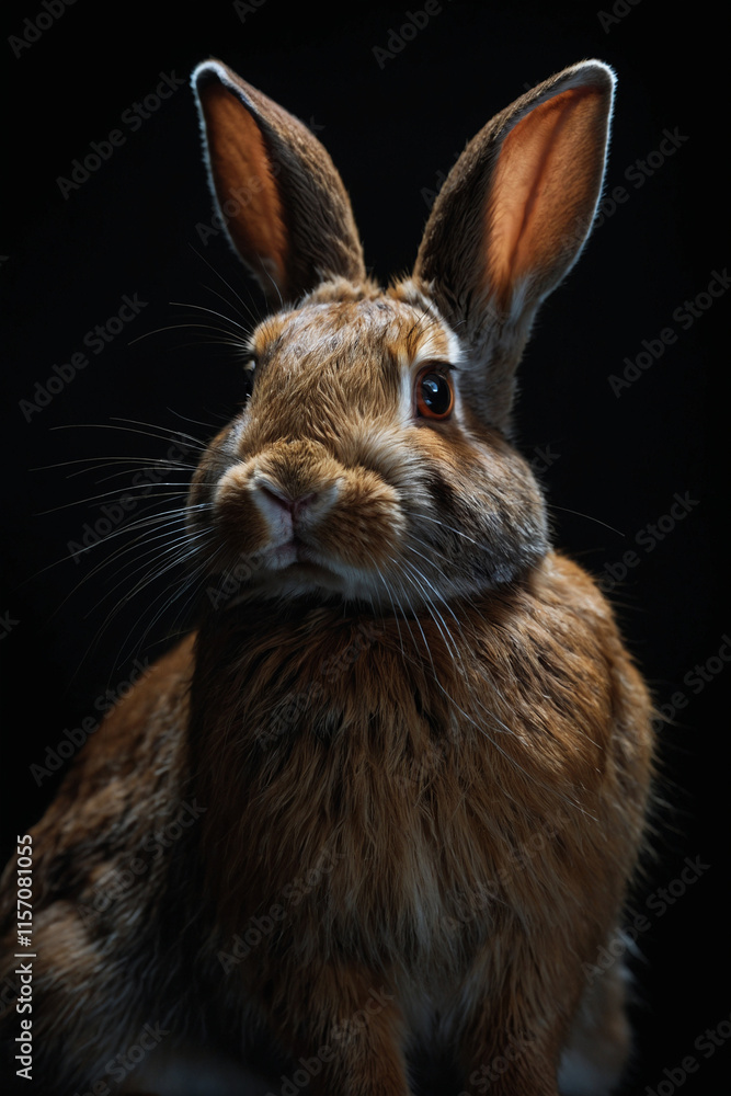 Obraz premium Expressive portrait hare. Animal. Close-up captures character and personality. Ideal for nature lovers, pets and wildlife