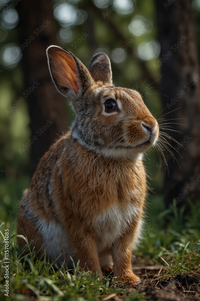 Fototapeta premium Expressive portrait hare. Animal. Close-up captures character and personality. Ideal for nature lovers, pets and wildlife