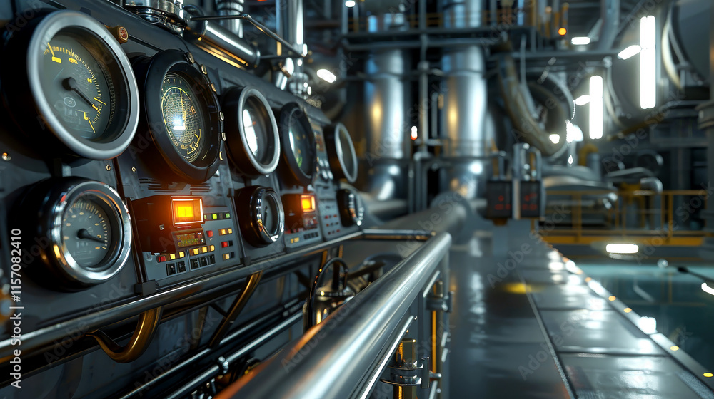Industrial Factory Interior with Metal Pipes Industrial Factory Interior with Metal Pipes