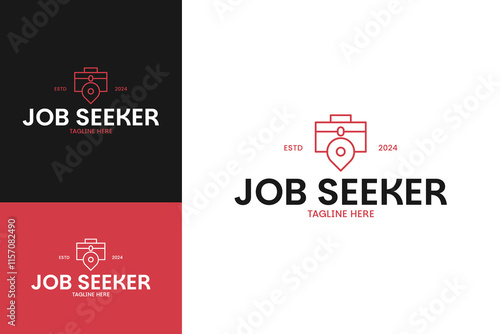 Briefcase with pin icon for job seeker logo design template vector illustration