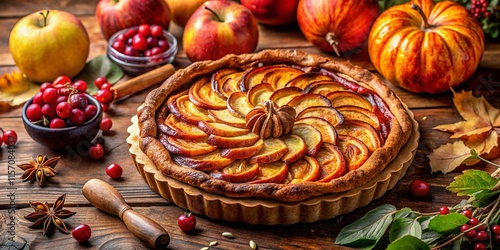 Wallpaper Mural Vibrant Autumnal Still Life: Spiced Apple Tart & Harvest Vegetables - Art Sept 3-102 Torontodigital.ca