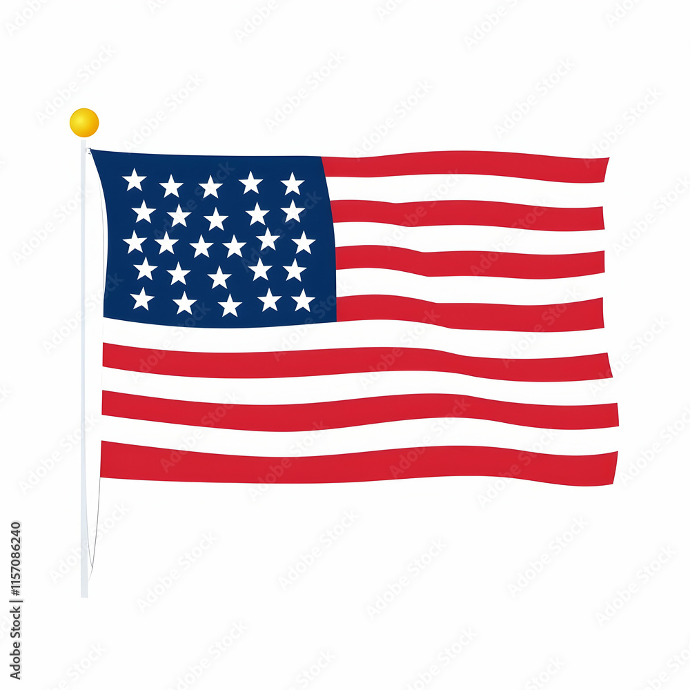 Fototapeta premium Clip art illustration of the American flag