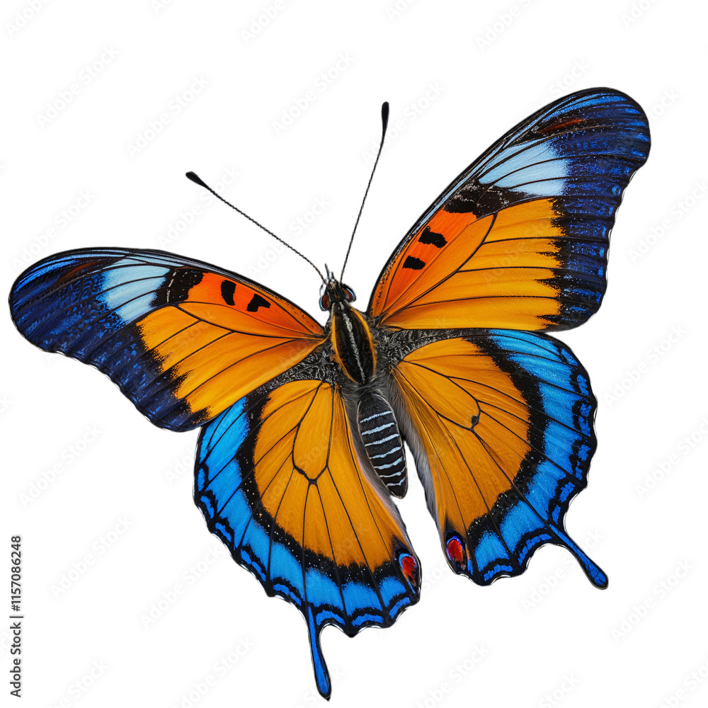 butterfly with blue and orange wings on a transparent background butterfly with blue and orange wings on a transparent background