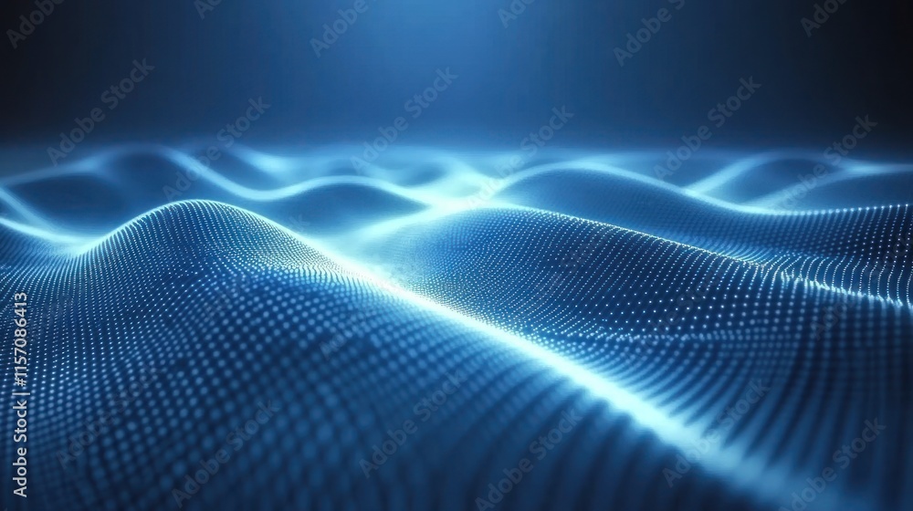Blue Digital Waves Particle Background Abstract Design Blue Digital Waves Particle Background Abstract Design