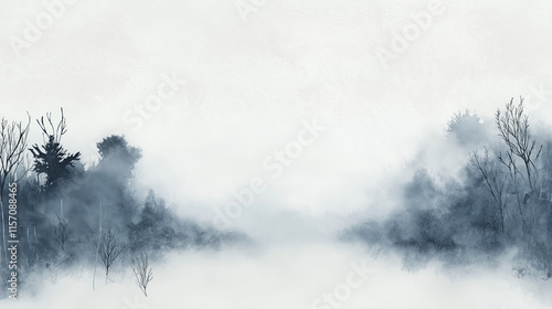 black and white, white clouds in the sky, blue sky and clouds, A sheet of white watercolor paper texture as background	