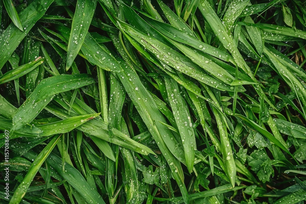 Close-up of fresh green grass with morning dew. Close-up of fresh green grass with morning dew.