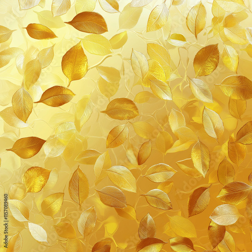 golden pattern with leaves, Gold foil leaf texture background
