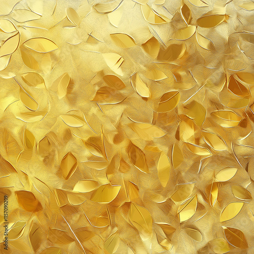 golden pattern with leaves, Gold foil leaf texture background