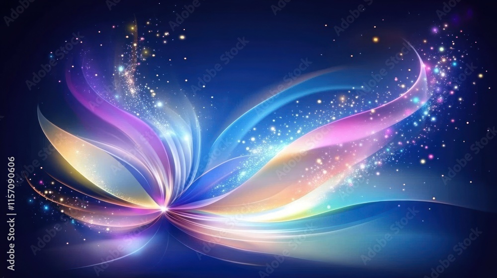 Glowing Rainbow Flower Abstract Art Digital Design Sparkle Background Glowing Rainbow Flower Abstract Art Digital Design Sparkle Background