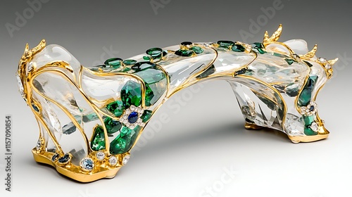 Luxury Crystal   Gemstone Sculpture  Emerald  Sapphire  Gold photo