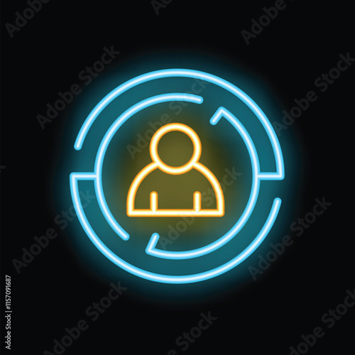 Neon icon glowing on a dark background representing being stuck in a maze and searching for a way out