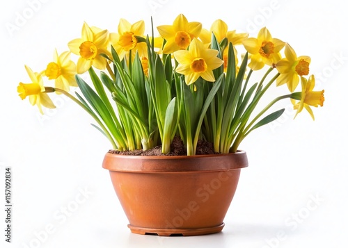 Wallpaper Mural Vibrant Yellow Daffodil Pot, Spring Bloom, Isolated on White Background, Perfect for Springtime Design Torontodigital.ca